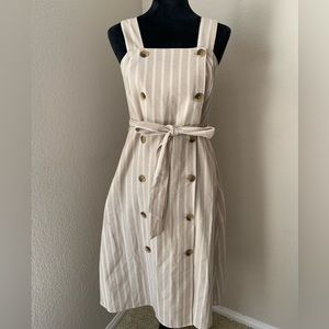 Robert Louise Beige Stripe Buttoned Dress